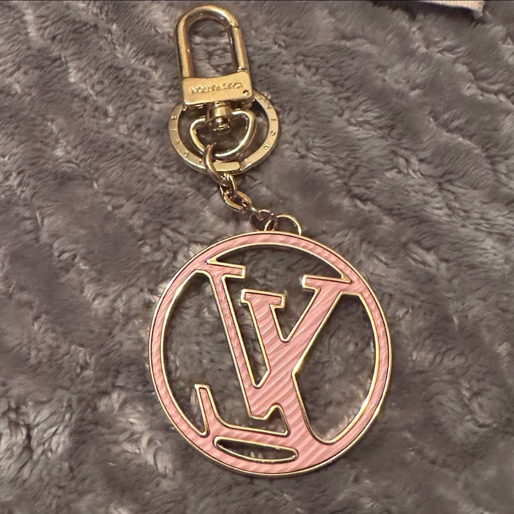 Authentic Signature Louis Vuitton Poncle Reversible Pink and Red Bag Charm